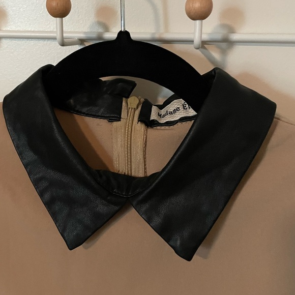 Madame Élysées Vintage Faux Leather Collared Blouse - Picture 3 of 7